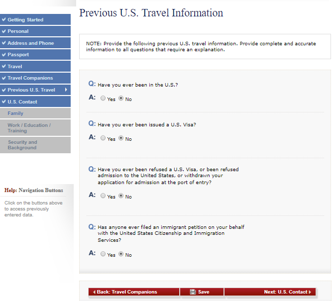 11 US previous travel info